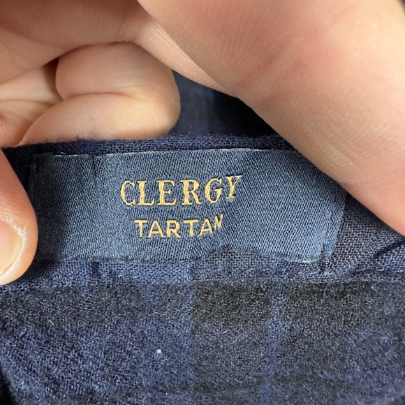 Pendleton Sir Pendleton Clergy Tartan Plaid‎ Button Down Shirt Men L Blue Wool - Picture 5 of 10